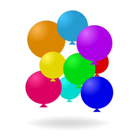 Vector illustration of happy birthday balloons, isolated on white backgroundのイラスト素材