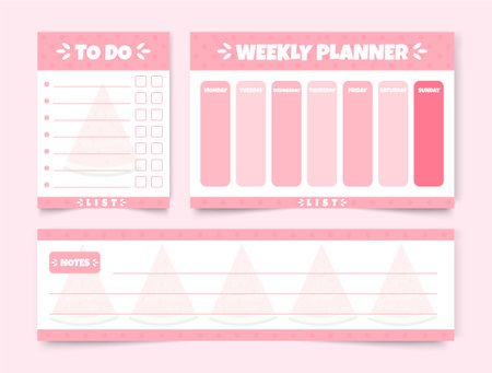 Vector illustration of pink to do list with weekly planner and notesのイラスト素材