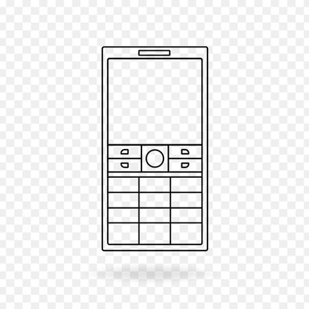 Old fashioned keypad mobile phone line art icon editable stroke, call icon ringing, minimalist button phone icon template vector illustration of transparent backgroundのイラスト素材