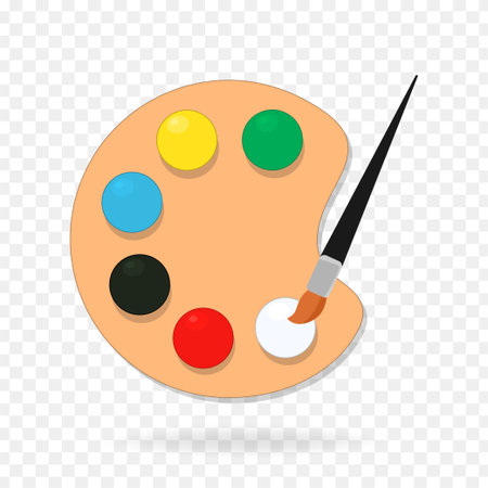 Paint brush with colour palate vector illustration on transparent backgroundのイラスト素材