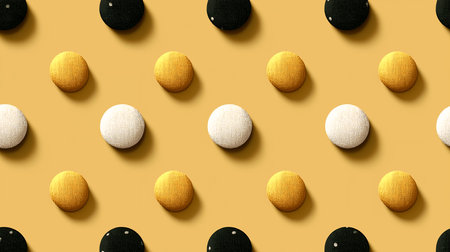 Seamless pattern of white and yellow eggs on a yellow backgroundの素材