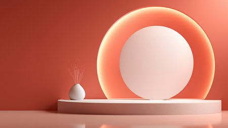 3d render of abstract minimal geometric forms. Glossy luxury podium for your design.の素材