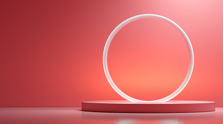 3d render of abstract background, round podium for product presentation.の素材