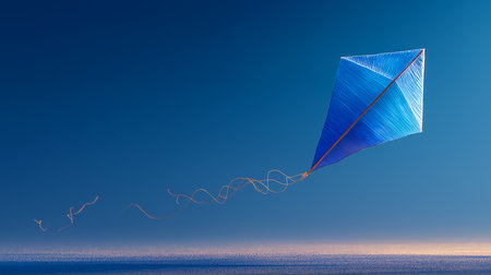 Colorful kite flying in the blue sky. 3D renderingの素材