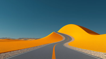 Road in the desert. 3d render. Computer digital image.の素材