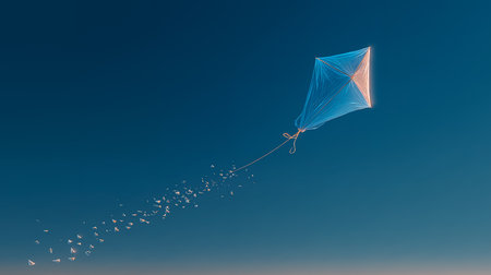 Kite flying in the blue sky at sunset. 3d renderingの素材