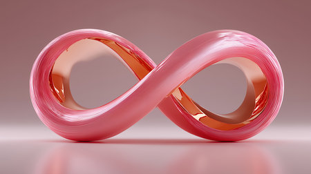 Infinity symbol on a pink background. 3D illustration. Render.の素材