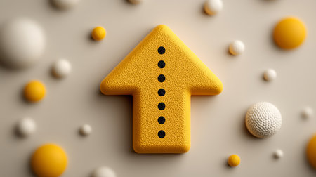 3d render of yellow arrow on white background. 3d illustration.の素材