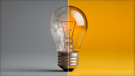 Idea concept with light bulb on a yellow background. 3d renderingの素材