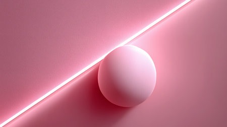 Abstract pink background with neon light and sphere. 3d render illustrationの素材
