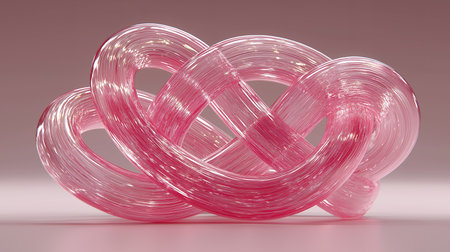 3d rendering of a twisted pink ribbon in a shape of a heartの素材