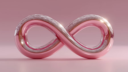 Infinity symbol on a pink background. 3d render illustration.の素材
