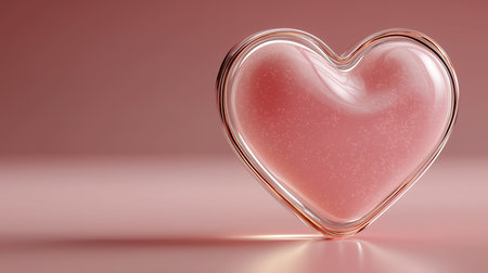 Red heart on a pink background. 3d illustration. 3d renderingの素材