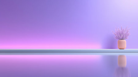 Purple wall with a vase of lavender. 3d renderingの素材