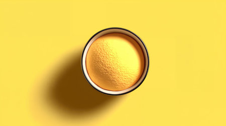 3d render of a cup of honey on a yellow background.の素材