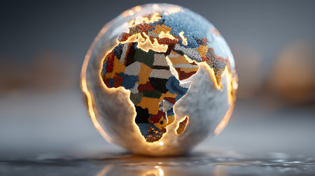 3d rendering of a globe with a map of the world.の素材