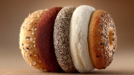 3d rendering of three different types of buns with sesame seedsの素材