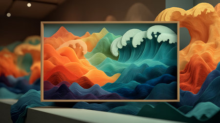 Abstract background with colorful waves. 3d rendering. Futuristic design.の素材
