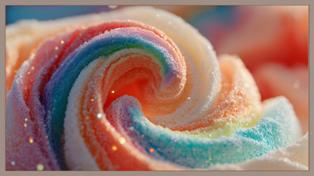 Multi-colored marshmallows in the form of a rainbow.の素材