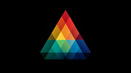 abstract colorful triangle shape on black background. Vector illustration for your designの素材