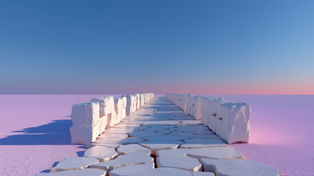 The path to the frozen sea. 3D rendering. Computer digital drawing.の素材