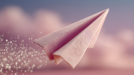 Paper plane flying in the sky with bokeh effect. 3d renderingの素材