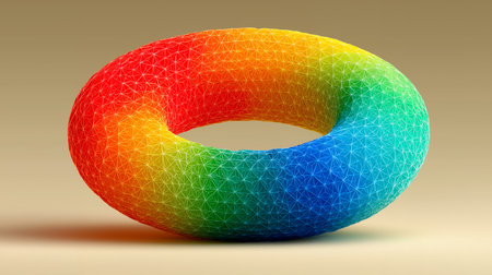 3d multicolored ring in the form of a rainbow.の素材