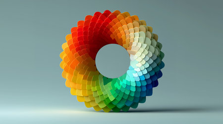 3d render, abstract background, geometric shapes, rainbow colors, modern designの素材