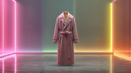 3D rendering of a coat on a mannequin in the studioの素材