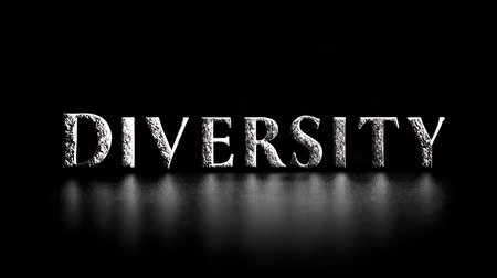 Diversity text on a black background. 3d rendering image.の素材
