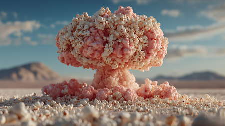 Nuclear explosion in the desert. 3d render. Conceptual imageの素材