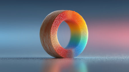 3d rendering of a colorful ring in the form of the letter Oの素材