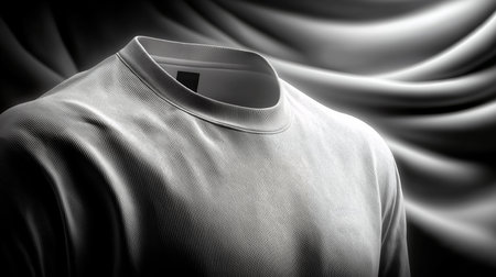Close-up of a man's shirt on a white satin backgroundの素材