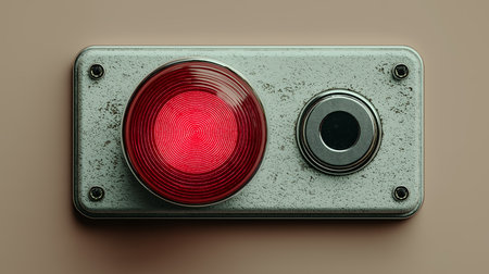 A 3d render of a red light signal on a gray backgroundの素材