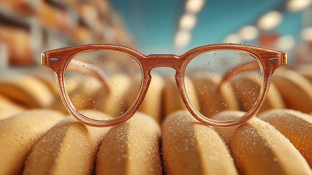 Glasses on the background of the supermarket. 3d rendering.の素材