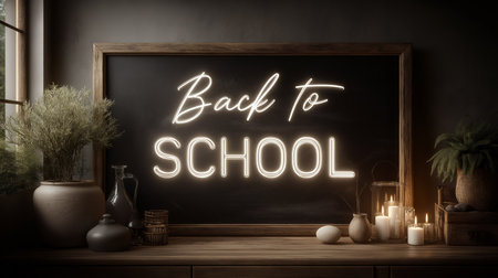 Blackboard with Back to School lettering. 3D Renderingの素材