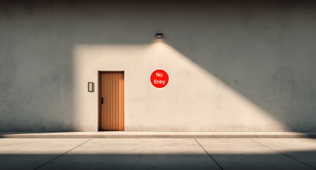 3D rendering of an empty room with a door and light coming outの素材
