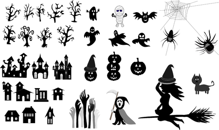 Collection of halloween, icons, black, Vectorのイラスト素材