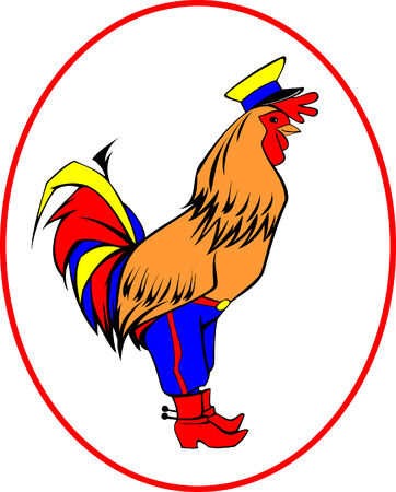 Cock in the Cossack outfit inside an ovalのイラスト素材