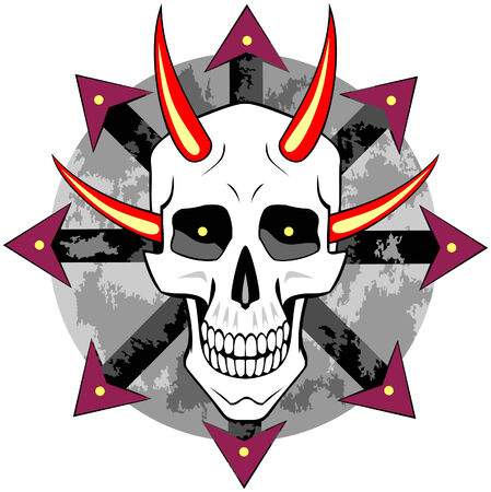 Skull decorative sign with arrows and grunge textureのイラスト素材