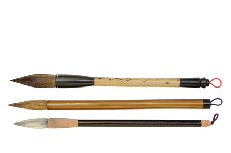 Asian brushes isolated on white の写真素材