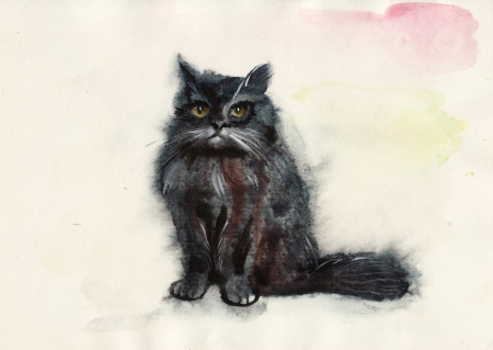 Watercolor cat. Original painting by Veronika Surovtseva.の写真素材