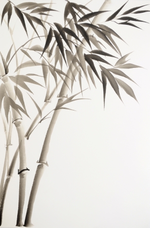 Original watercolor painting of bamboo, Asian styleの写真素材