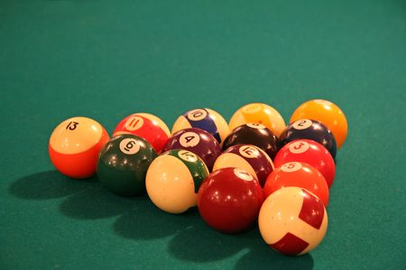 Billiards Table with Racked Balls