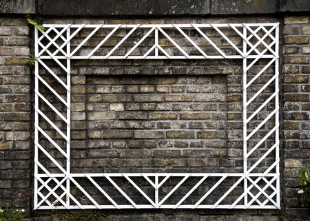 Blank Brick Wall with White Frame Borderの写真素材