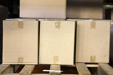 Pallet of Boxes Ready for Shipment in Warehouse
