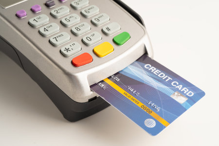 Payment POS terminal for finance and shopping business and technology.