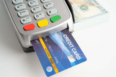 Payment POS terminal for finance and shopping business and technology.の写真素材