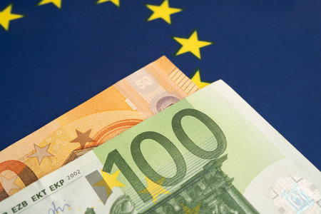 Euro banknote cash money, finance economic banking business exchange market.の写真素材