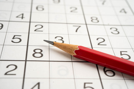 Puzzle game with pencil for practice skill.の写真素材